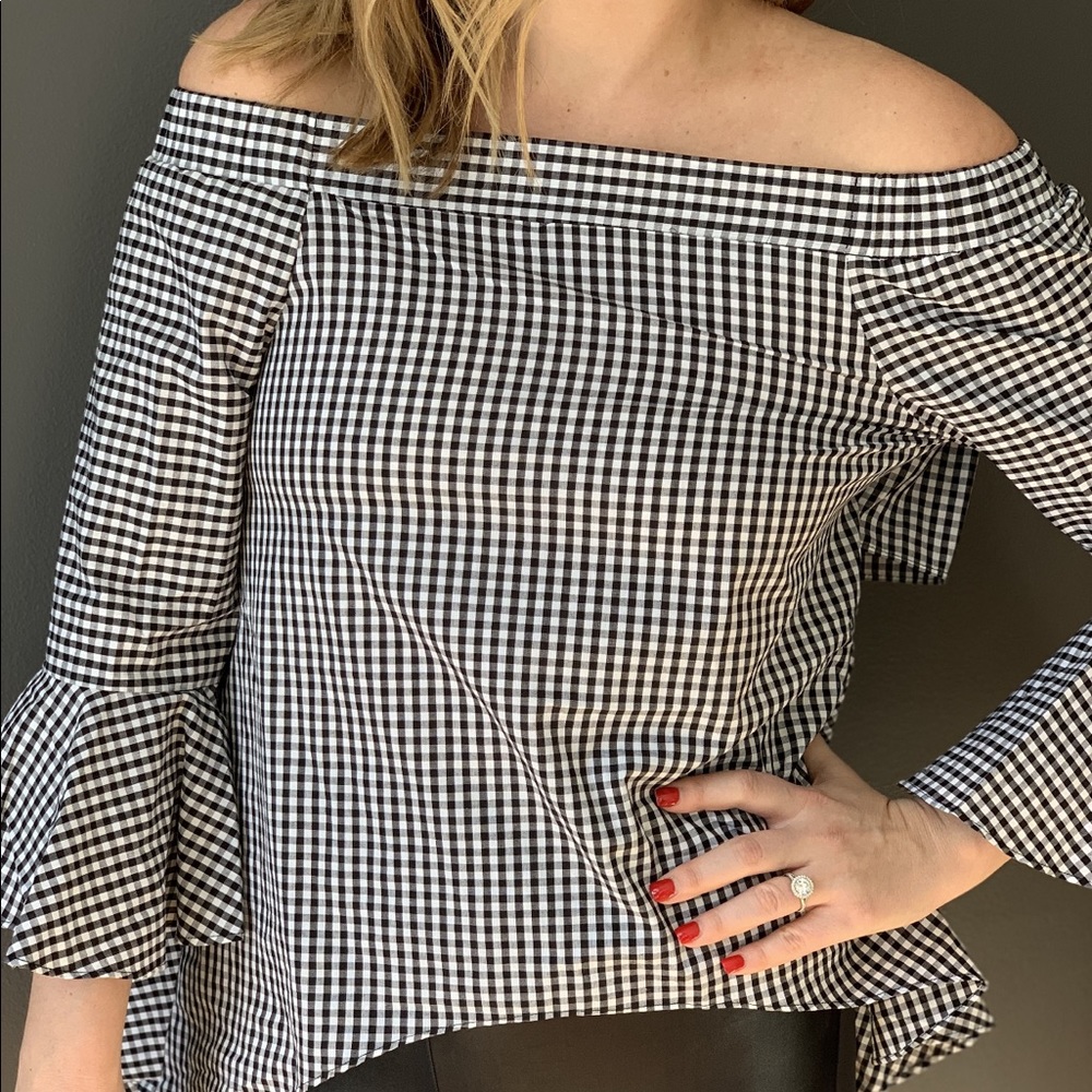 Open back gingham top